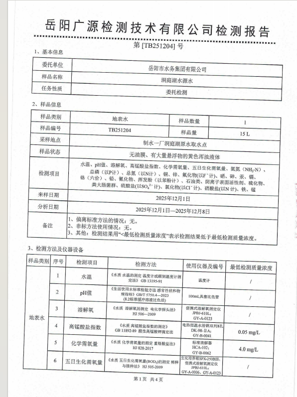 2025��12��������ˮ����ˮԴˮˮ�ʼ���±���